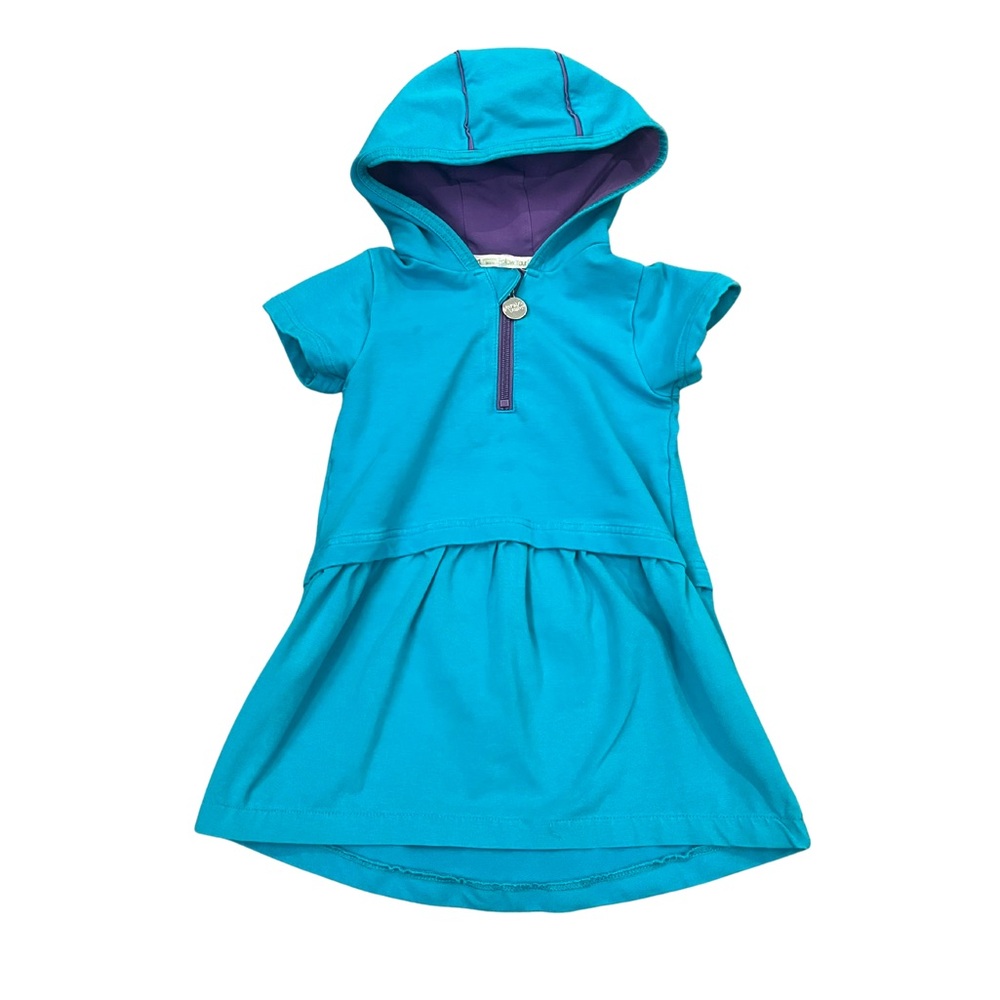 3/$10: Peekaboo Beans Hooded Dress in Blue and Purple
